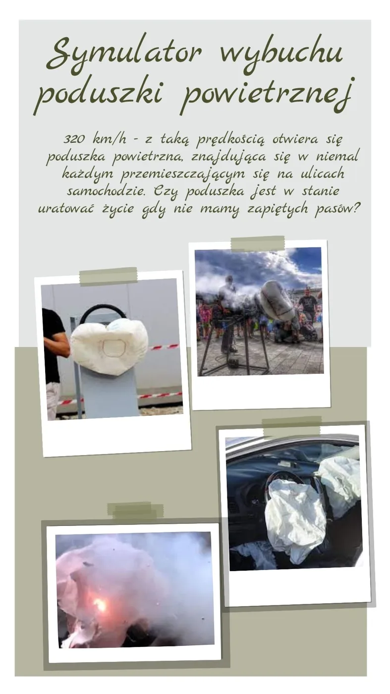 Plakat symulatora wybuchu poduszki powietrznej